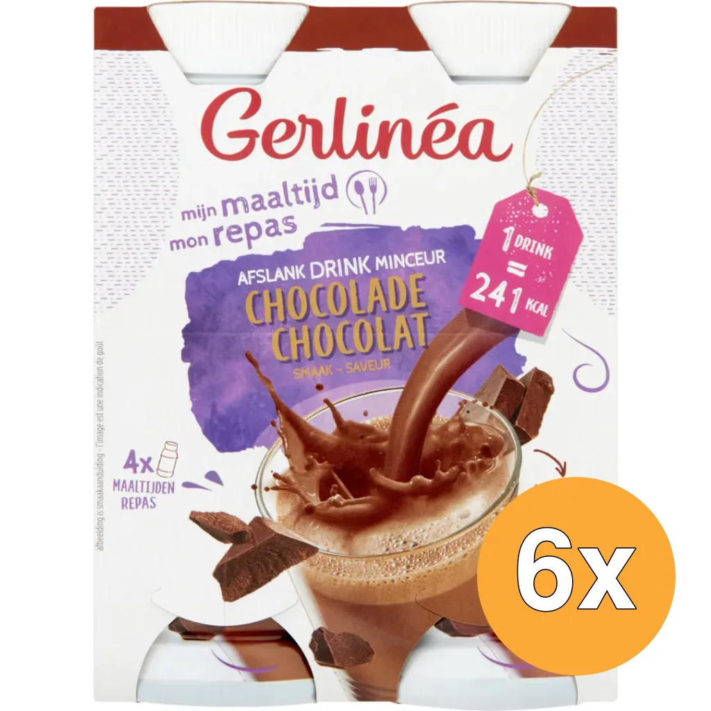 6x Gerlinéa Afslank Drinkmaaltijd Chocolade smaak 4-pack (4 x 236 ml)