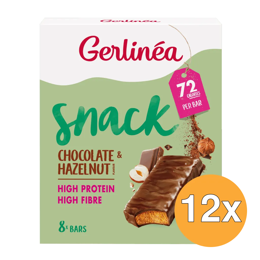12x Gerlinéa Snackrepen Chocolade & Hazelnoot Smaak (8 x 20 gr)