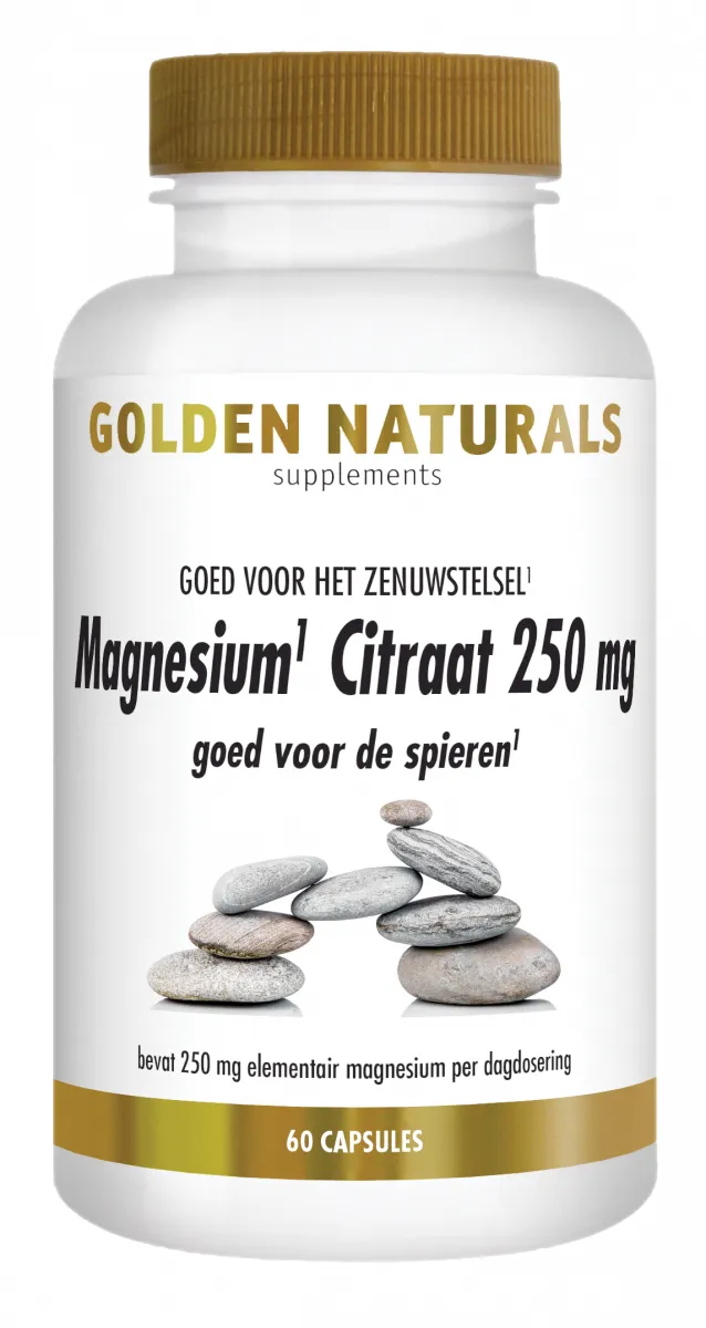 Golden Naturals Magnesium Citraat 250mg Capsules (60 vegetarische capsules)