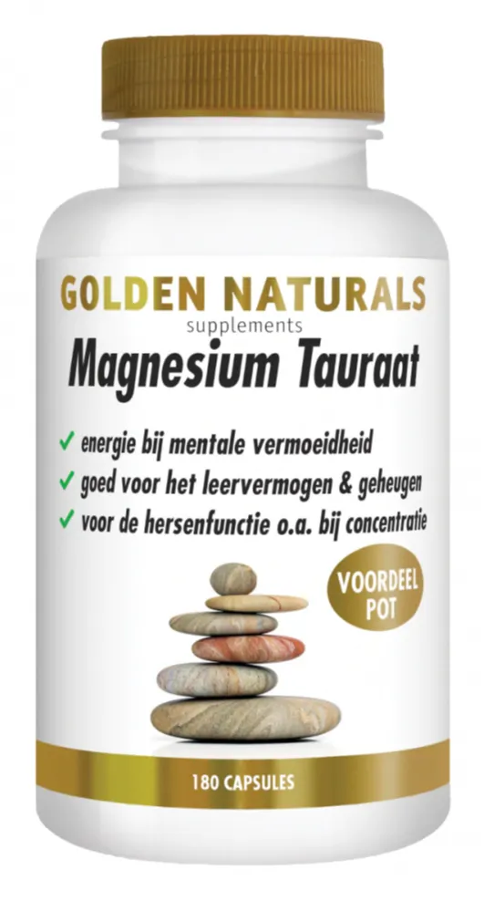 Golden Naturals Magnesium Tauraat Capsules (180 vegetarische capsules)