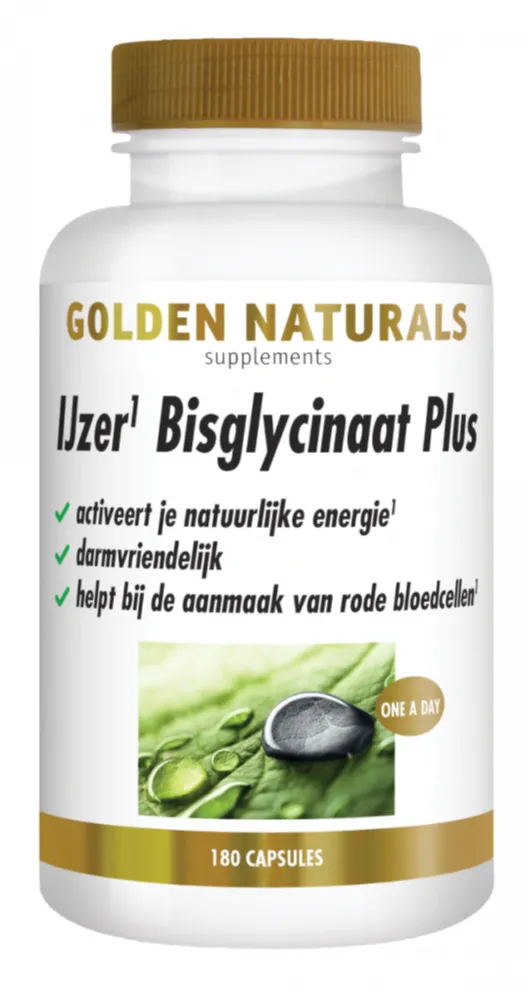 Golden Naturals Ijzer Bisglycinaat Plus Capsules (180 vegetarische capsules)