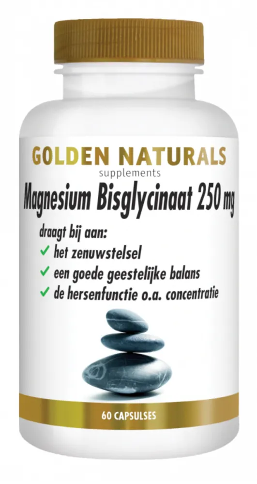 Golden Naturals Magnesium Bisglynaat 250mg Capsules (60 vegetarische capsules)
