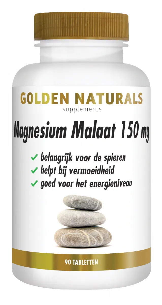 Golden Naturals Magnesium Malaat 150mg Tabletten (90 tabletten)
