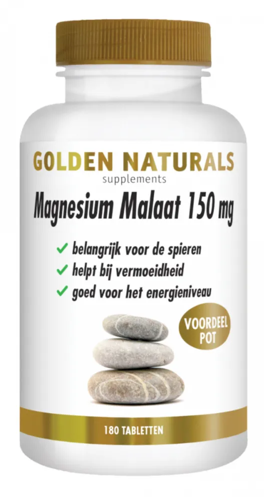 Golden Naturals Magnesium Malaat 150mg Tabletten (180 tabletten)