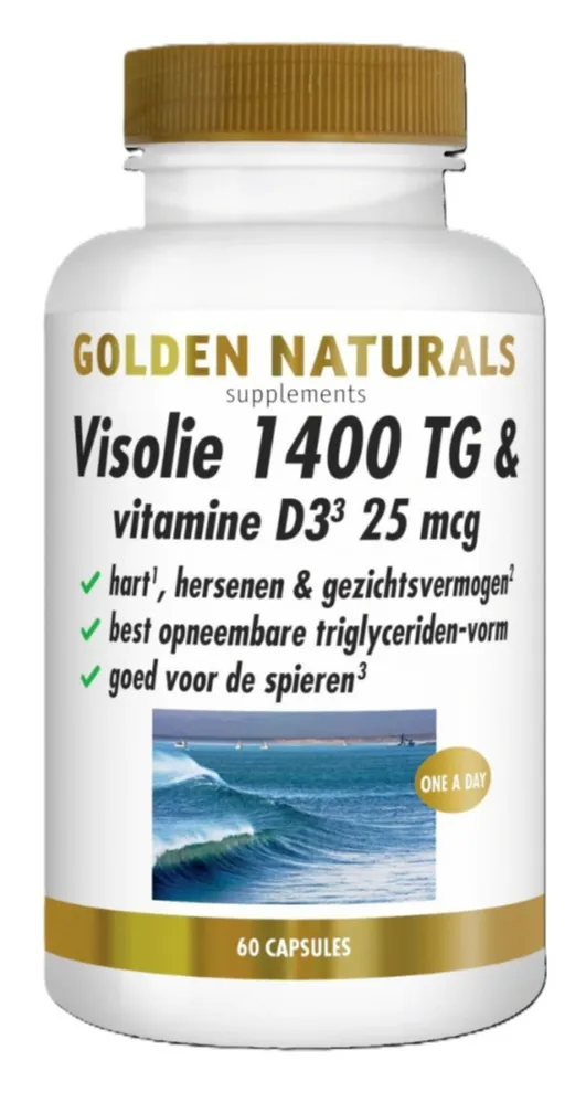 Golden Naturals Visolie 1400 TG & Vitamine D3 25mcg Capsules (60 capsules)
