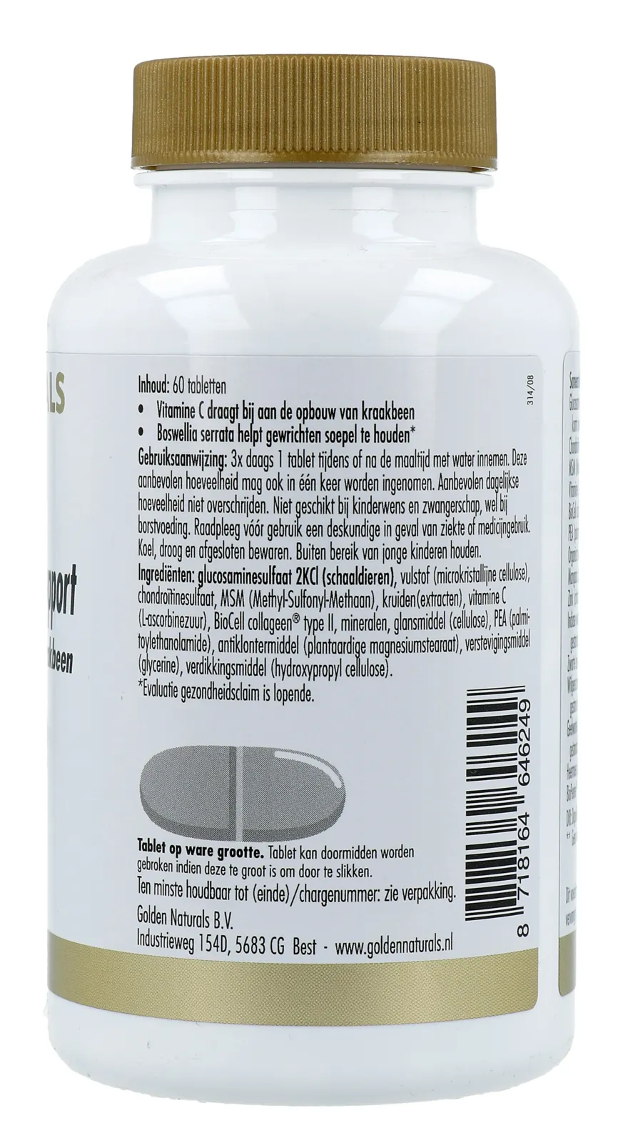 Golden Naturals Soepele Gewrichten Support Tabletten (60 tabletten)