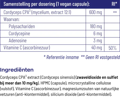 Vitakruid Cordyceps CPA3 Mycelium Extract 12:1 (60 vega capsules) - image 3