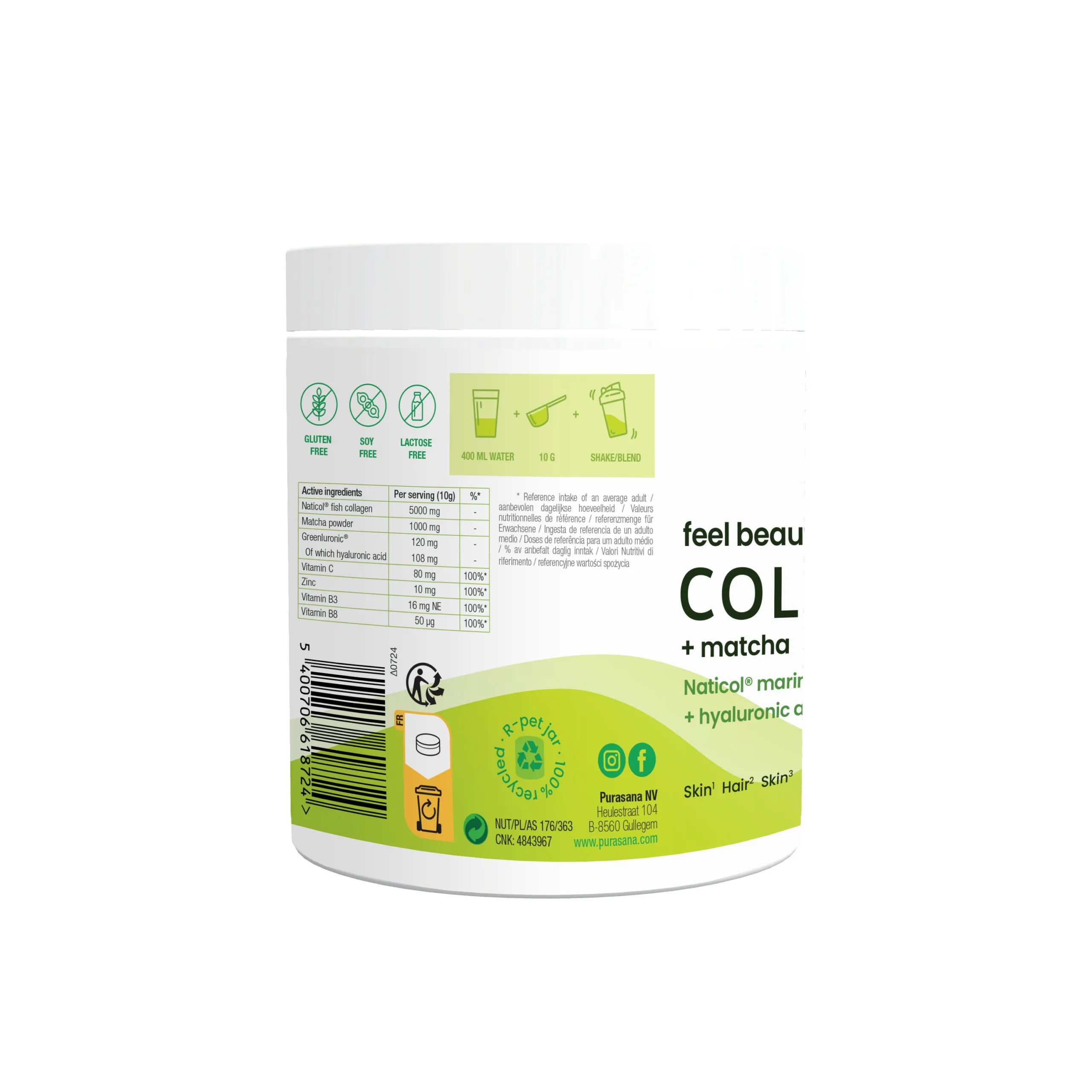 Purasana Feel Beautiful - Collagreen Matcha (240 gr)