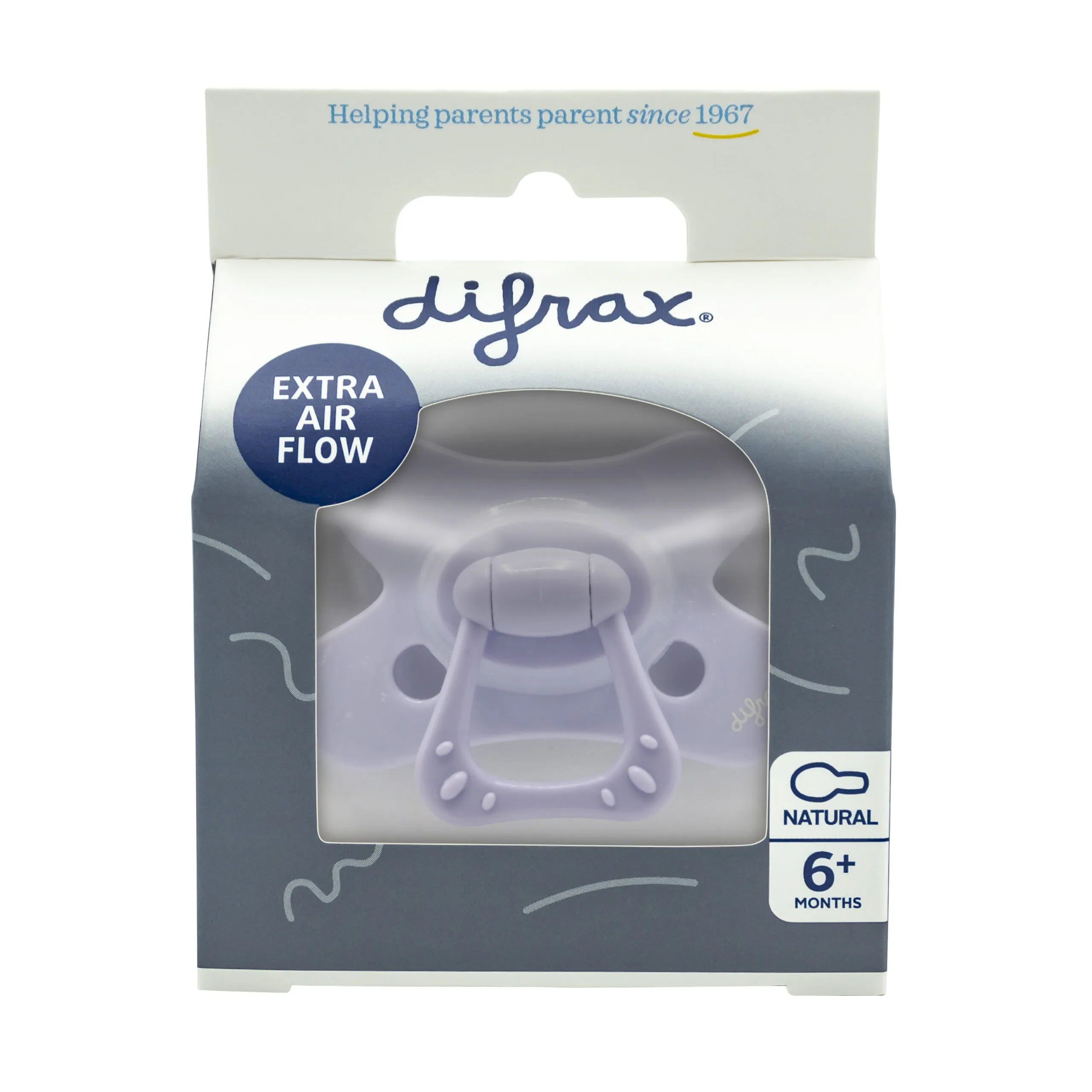 Difrax Fopspeen Natural 6 maand Siliconen Lilac (1 stuk)