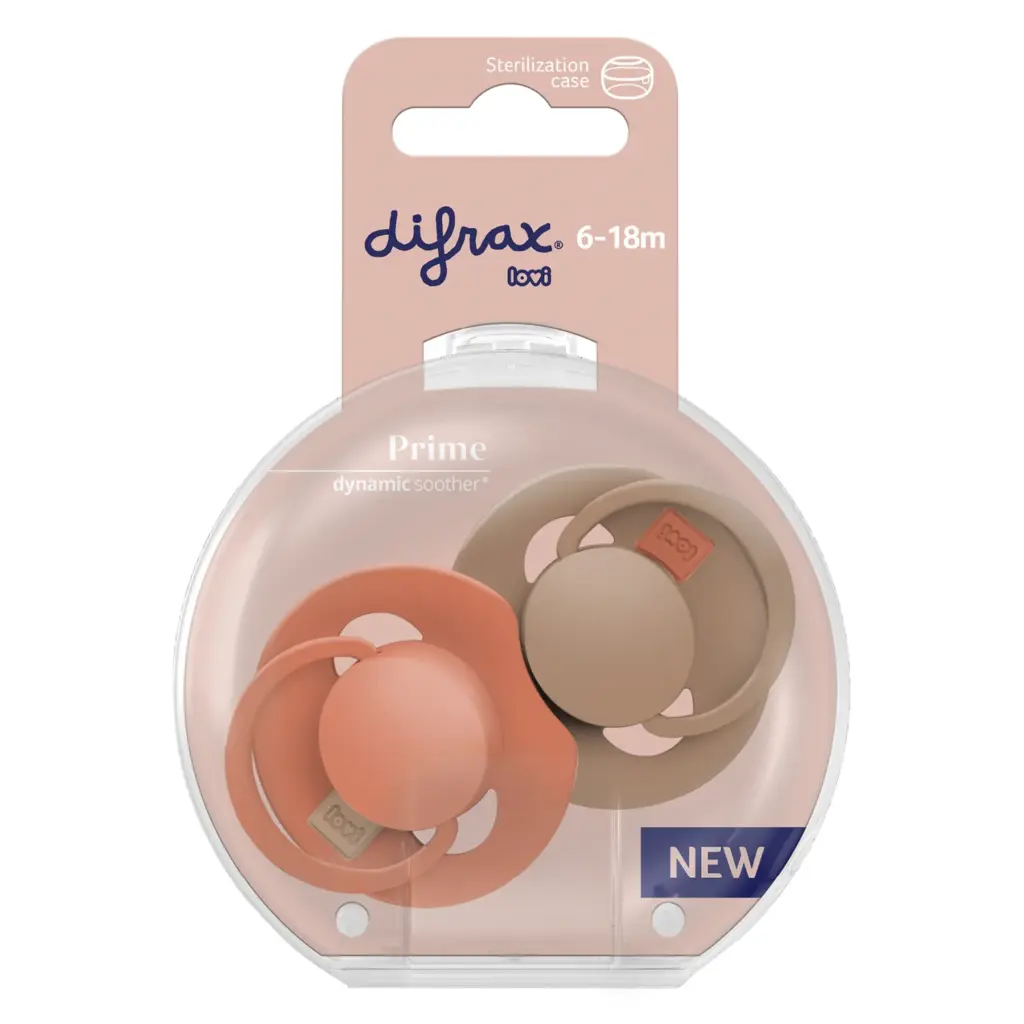 Difrax Lovi Fopspeen 6-18 maand Orange/Granola (2 stuk)