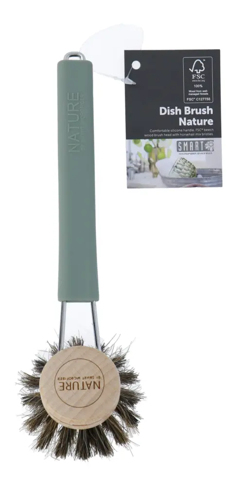 Smart Nature Afwasborstel Met Rvs/Siliconen Steel En Vervangbare Fsc Borstelkop (1 stuk)