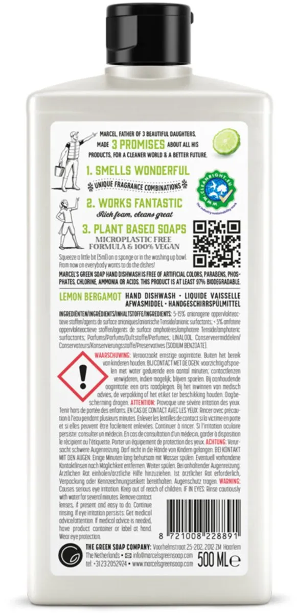 Marcel's Green Soap Afwasmiddel Lemon & Bergamot (500 ml)