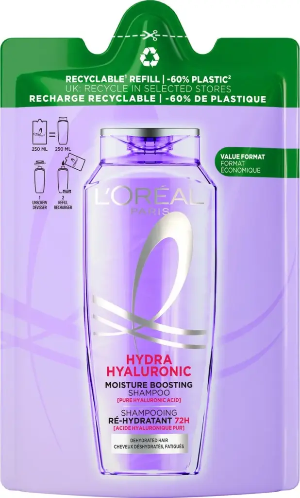 L'Oréal Paris Elvive Refill Hydra Hyaluronic Shampoo Navulling (250 ml)