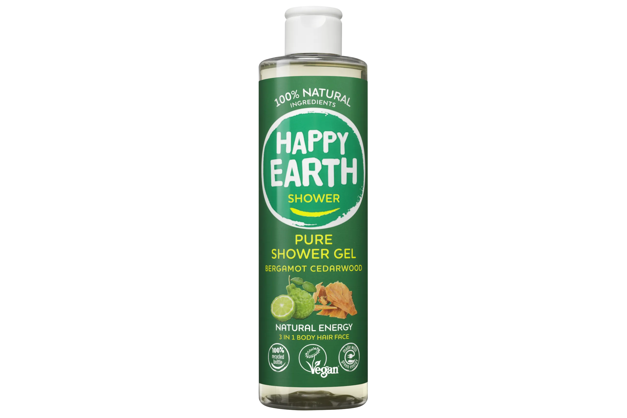 Happy Earth Douchegel Bergamot Cedarwood (300 ml)