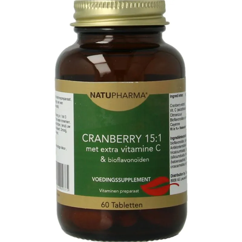 Natupharma Cranberry 15:1 Met Vitamine C & Bioflavonoiden (60 tabletten)