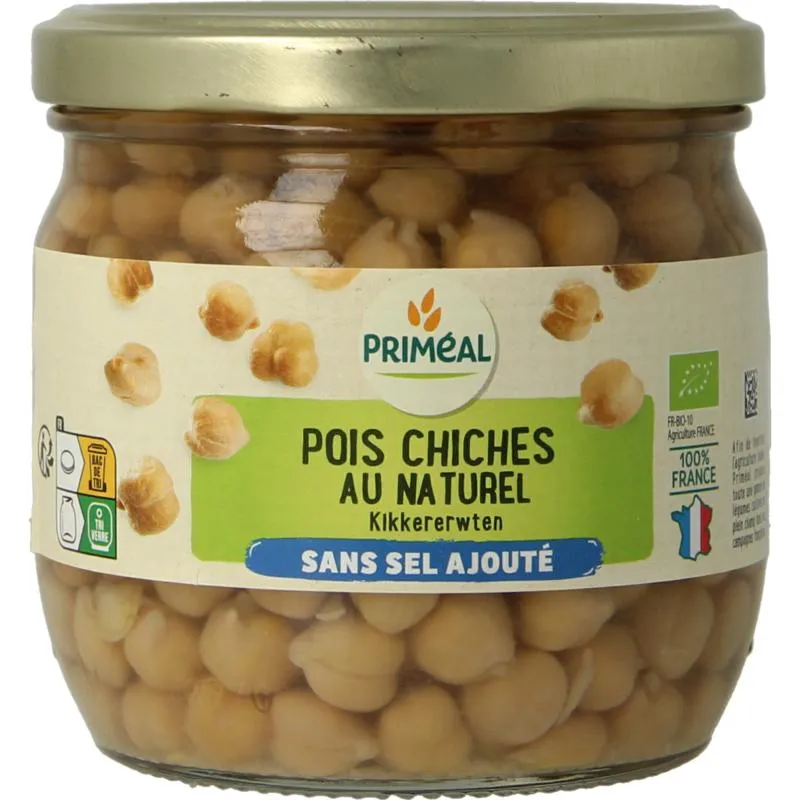 Priméal Kikkererwten Zonder Toegevoegd Zout Bio (330 gr)