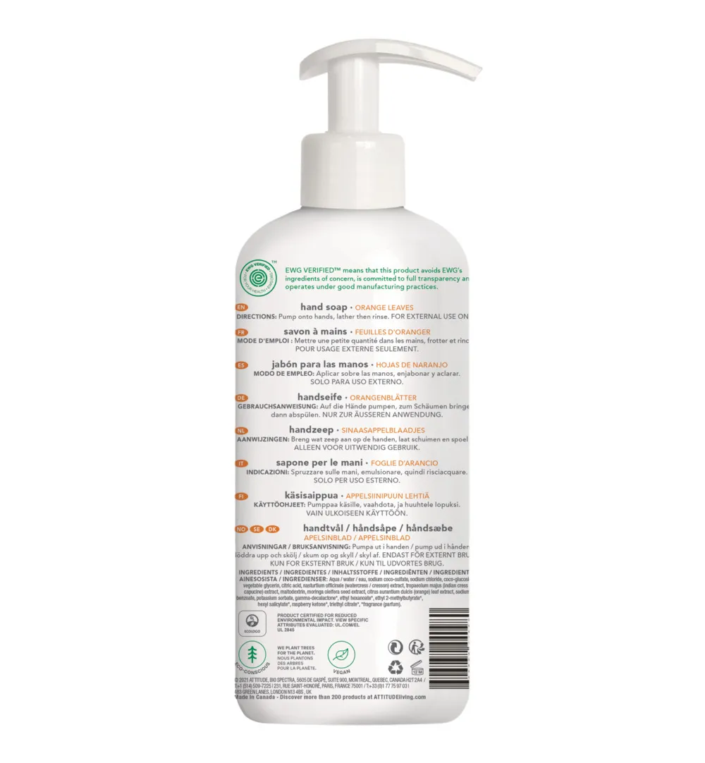 Attitude Super Leaves Handzeep orange leaves (473 ml)