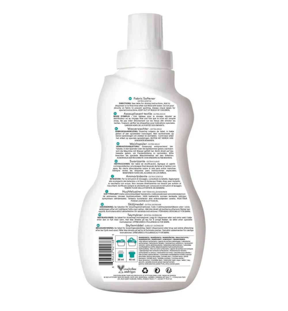 Attitude Little Ones Wasverzachter 40 Beurten Pear Nectar (1000 ml)