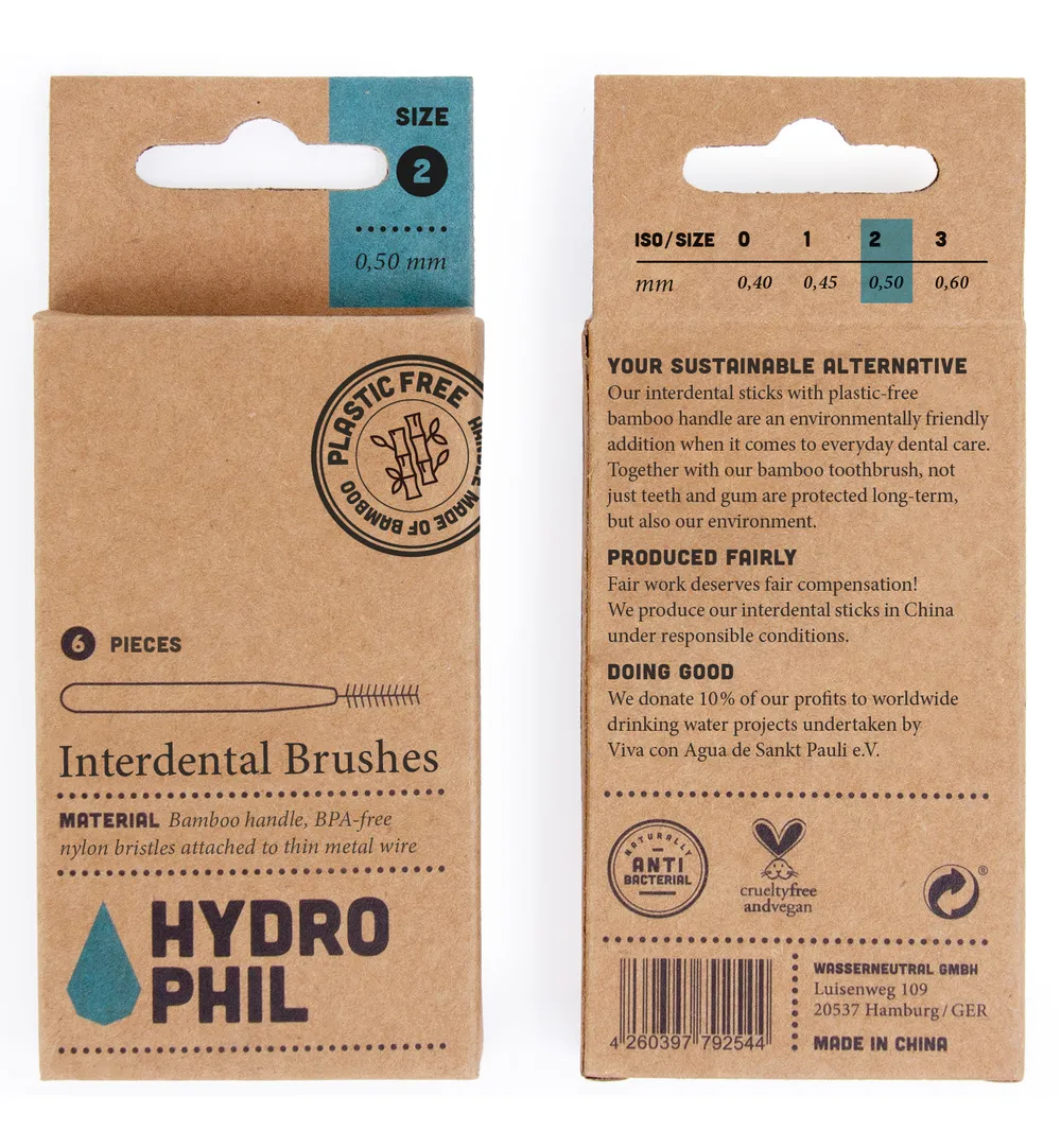 Hydrophil Tandenragers 0,50mm met bamboe handvat en nylon van castorol (6 stuks)