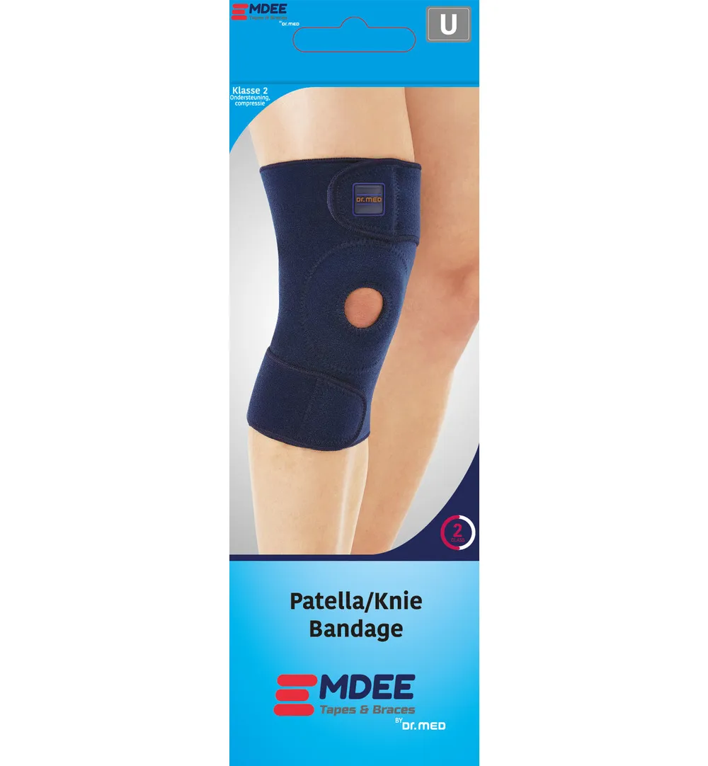 Emdee Knieband met stabilizers blauw (1 stuk)