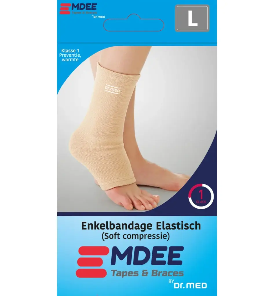 Emdee Elastic support enkel maat L huidskleur (1 stuk)