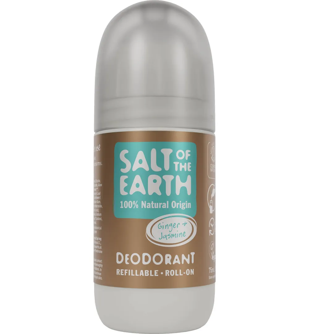 Salt Of The Earth Natural Deodorant Roll On, Ginger & Jasmine (75 ml)
