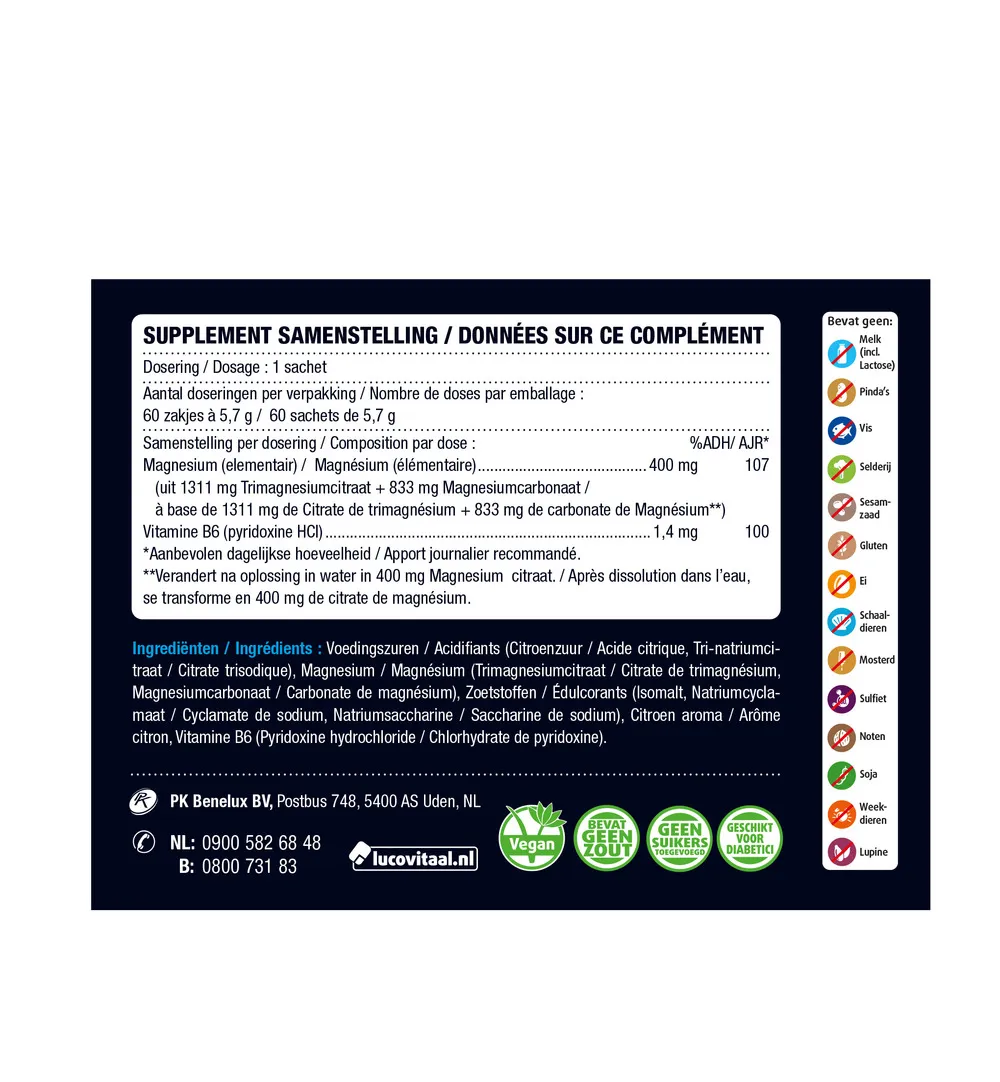 Lucovitaal Magnesium Citraat Poeder 400mg (60 zakjes) - image 3