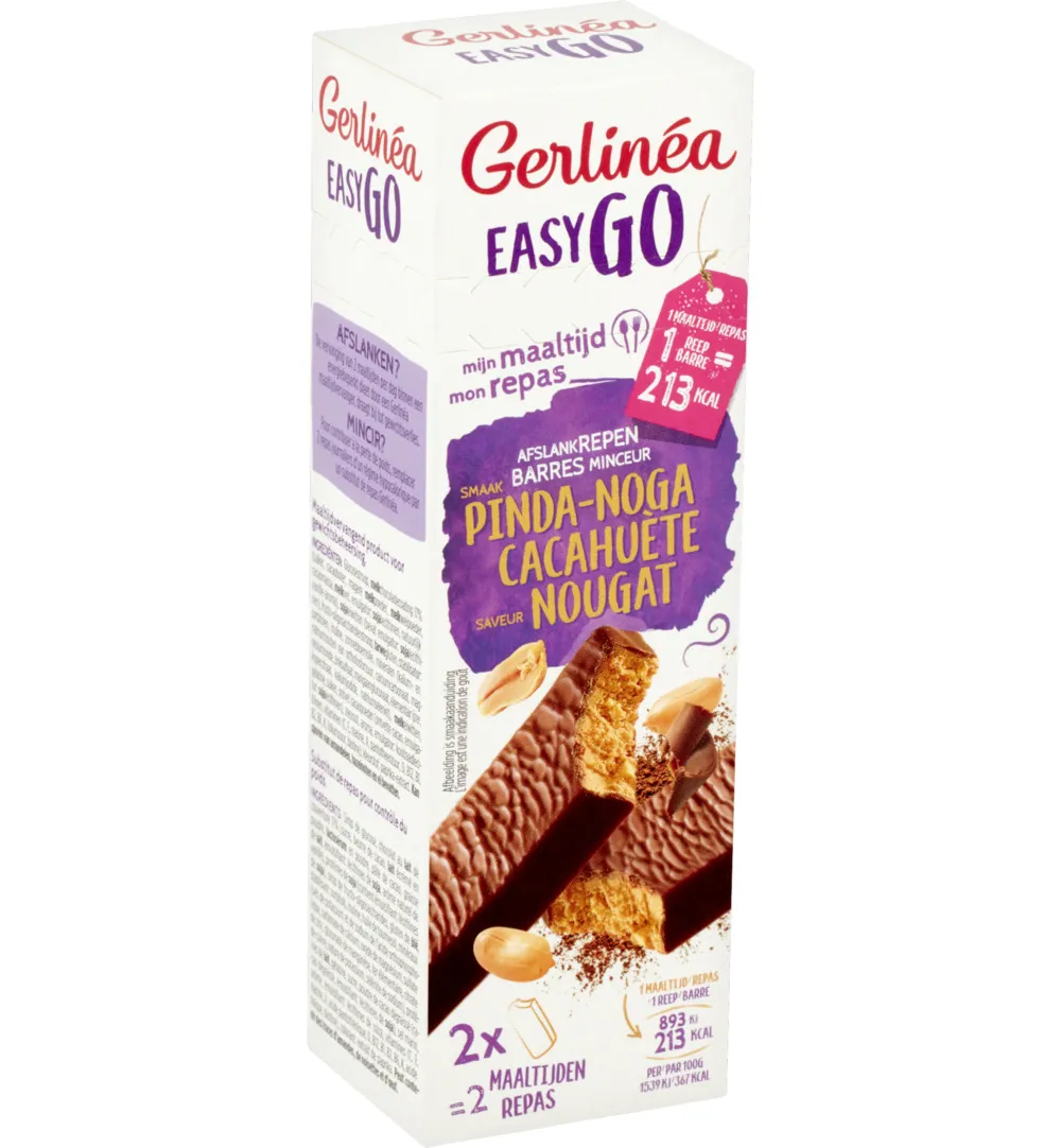 Gerlinéa Easy Go Afslank Maaltijdrepen Pinda Nougat (2 x 58 gr)