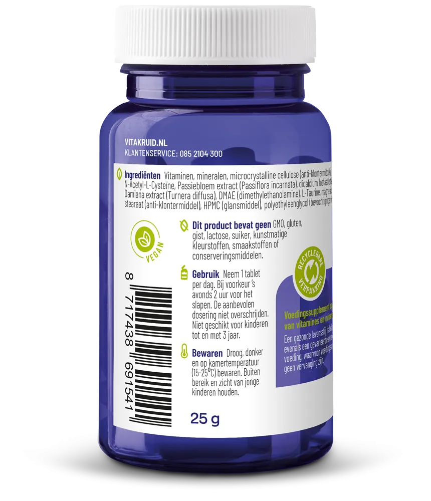 Vitakruid Multi Nacht Man 100% Vegan (30 tabletten)