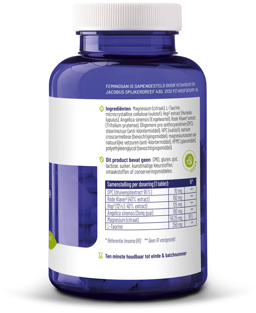 Vitakruid Feminosan Overgang Complex Oa Rode Klaver & Hop (180 tabletten) - image 2