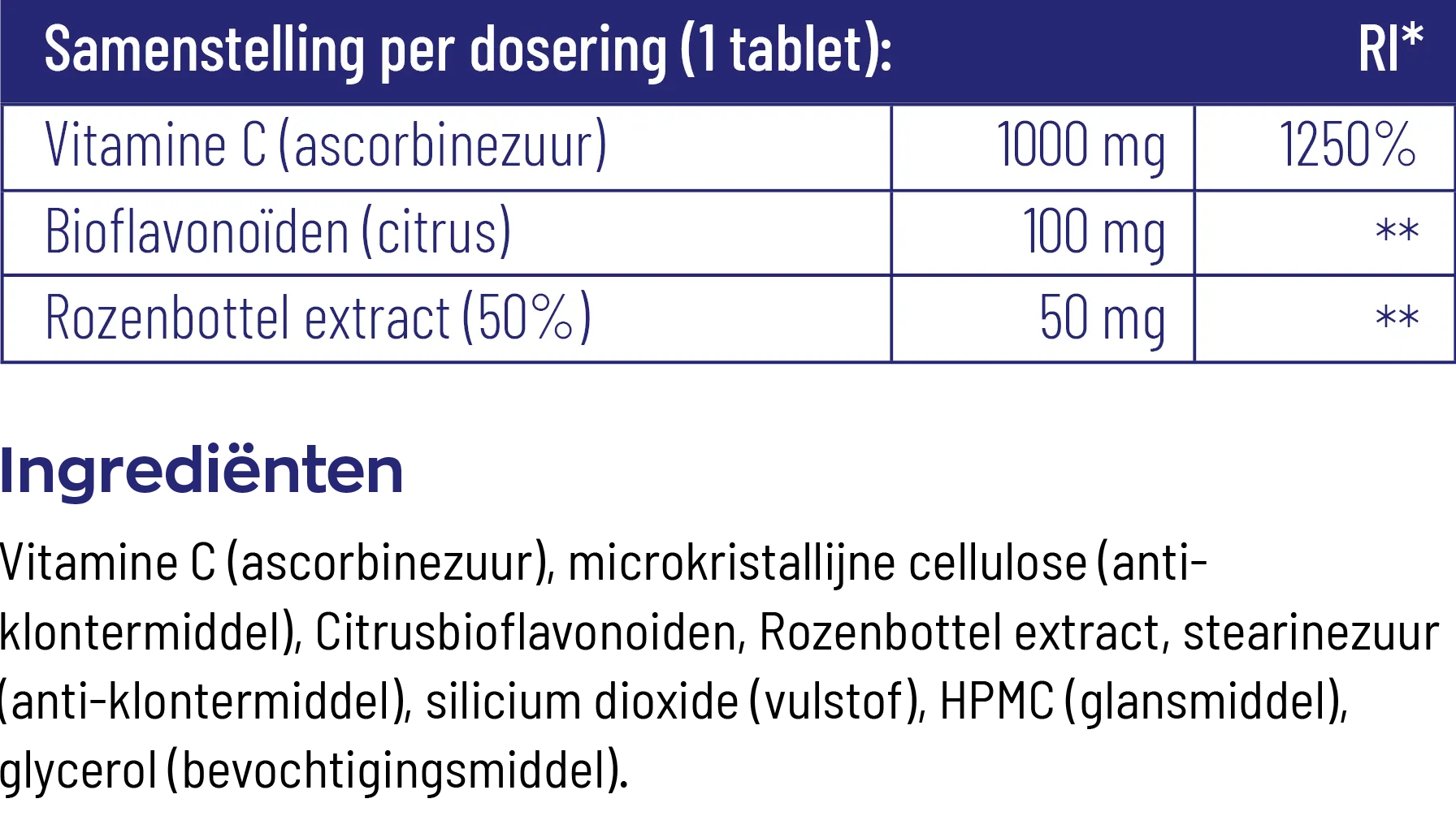 Vitakruid Vitamine C 1000 met Bioflavonoïden & Rozenbottel (90 tabletten) - image 3