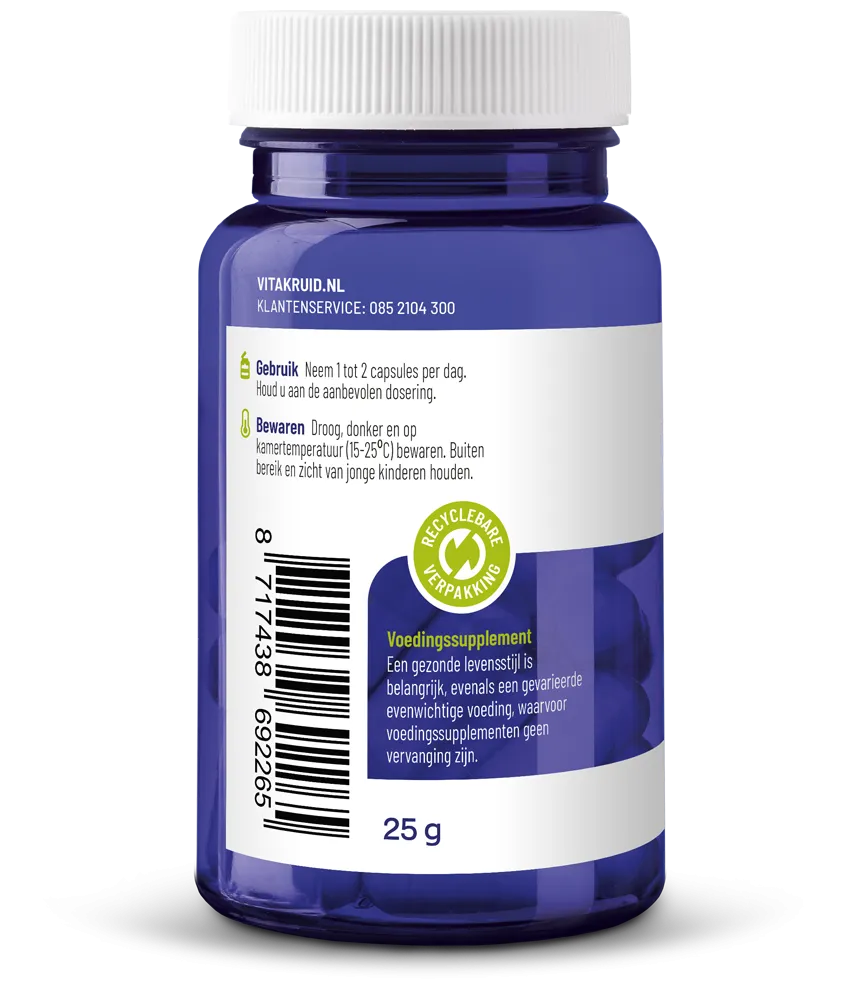 Vitakruid Biotine 2500 mcg voor Huid, Haar & Nagels (90 vega capsules)