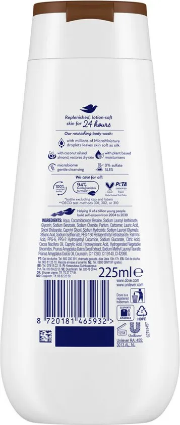 Dove Showergel Restoring Coconut & Almond (225 ml)