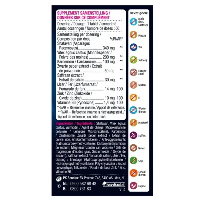 Lucovitaal Vrouw Hormoonhuishouding (60 tabletten)