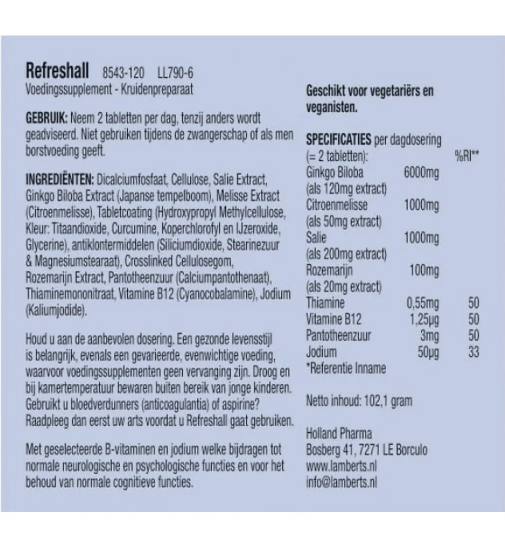 Lamberts Refreshall (120 tabletten)