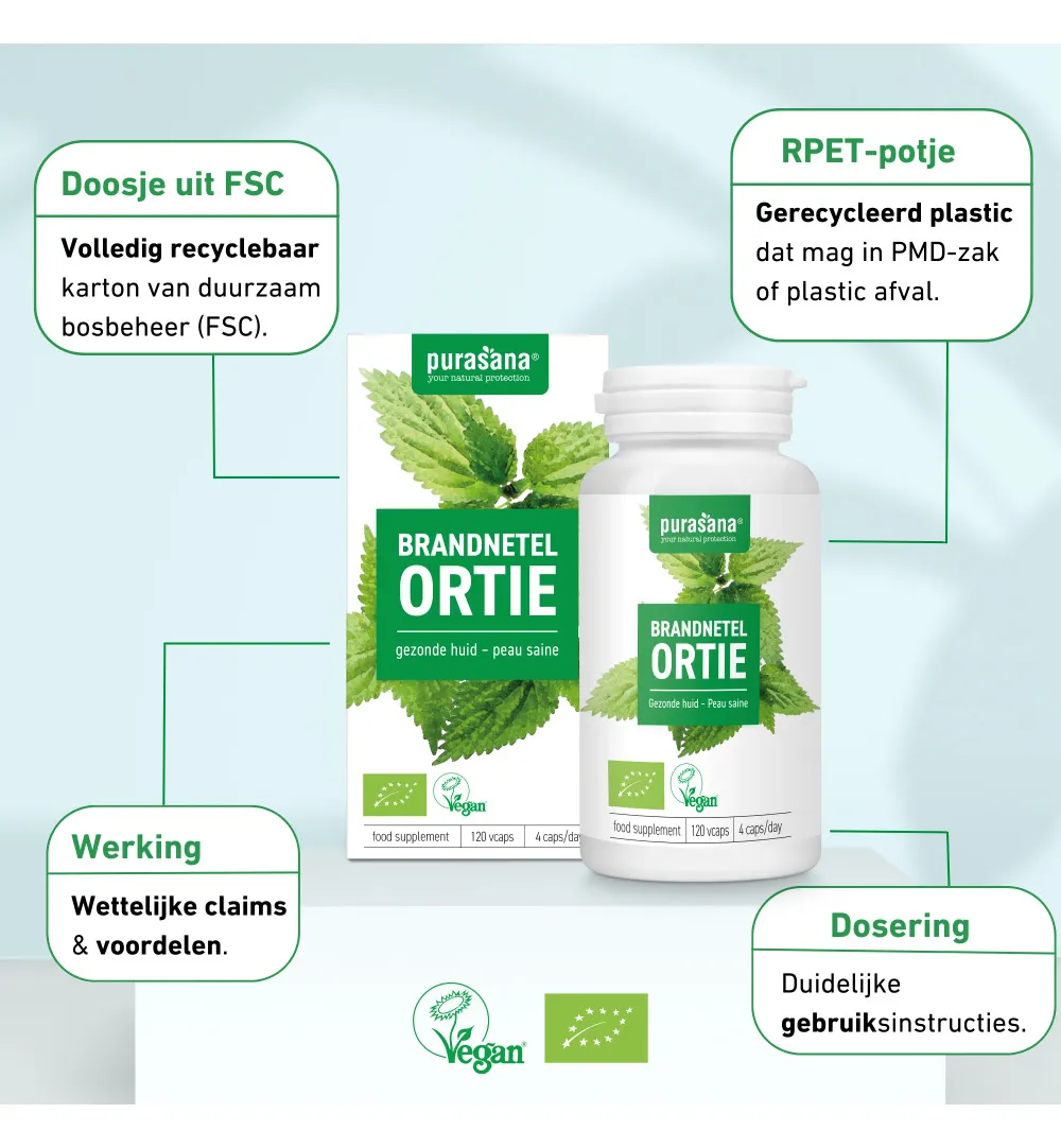 Purasana Brandnetel/Ortie Vegan Bio (120 vega capsules) - image 8
