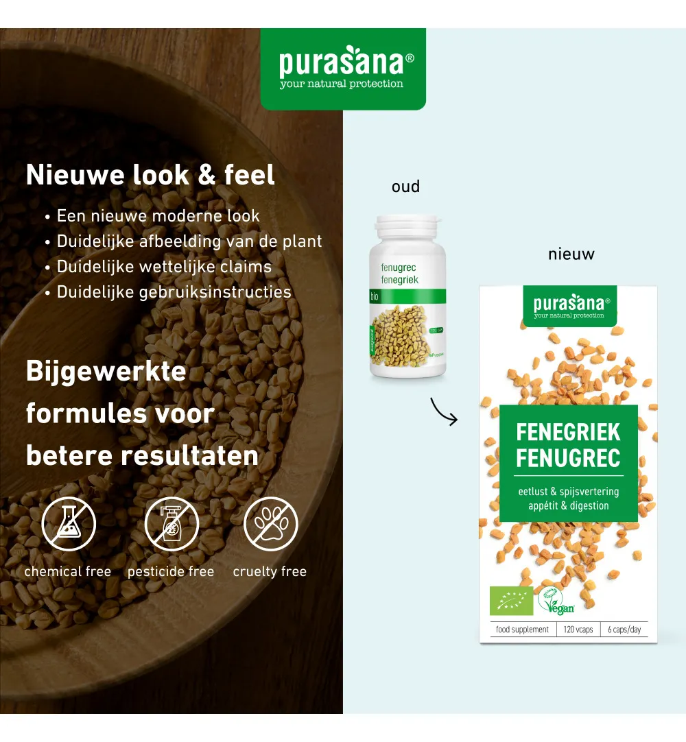 Purasana Fenegriek/Fenugrec Vegan Bio (120 vega capsules) - image 7