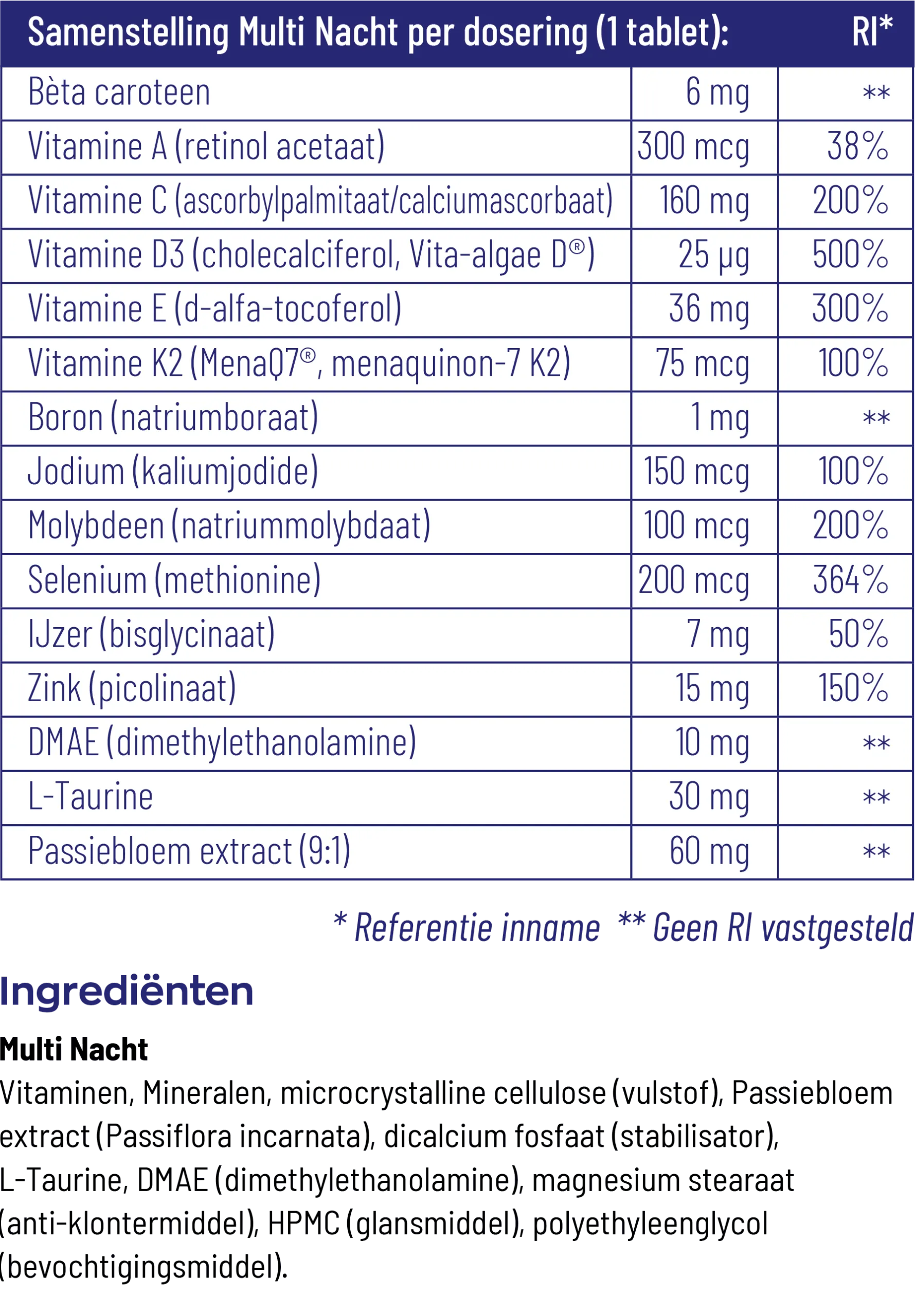 Vitakruid Multi Nacht HD 100% Vegan (90 tabletten) - image 3