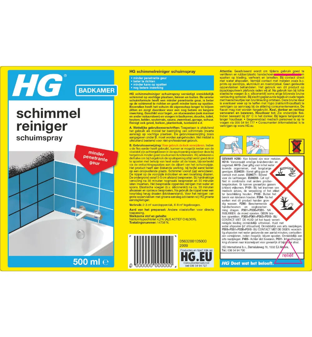 HG Schimmelreiniger Schuimspray (500 ml)