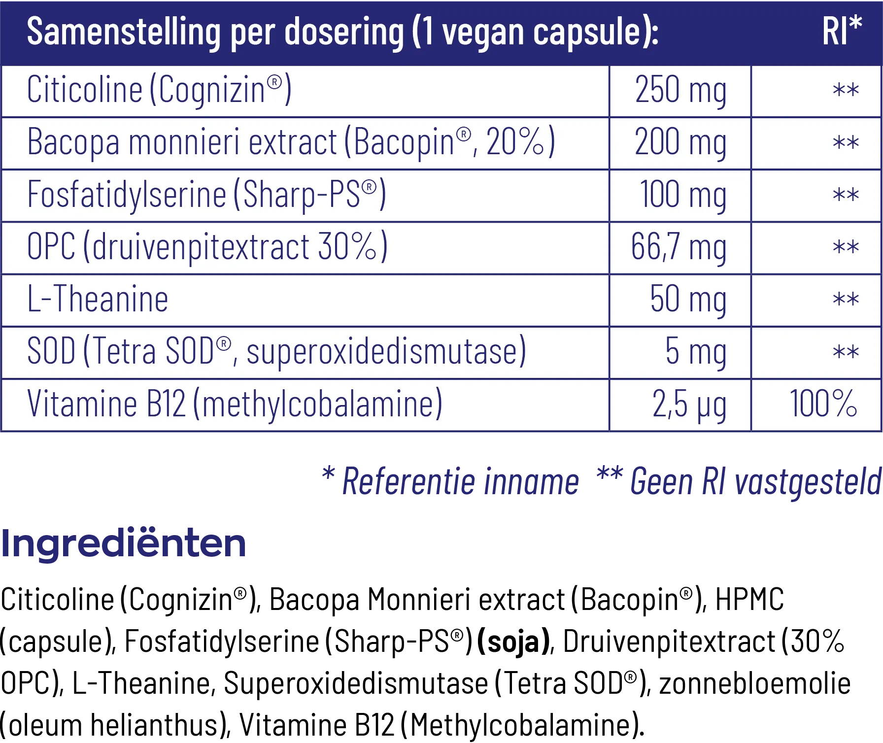 Vitakruid Geheugenformule Bacopa Monnieri Citicoline OPC (60 vega capsules) - image 3