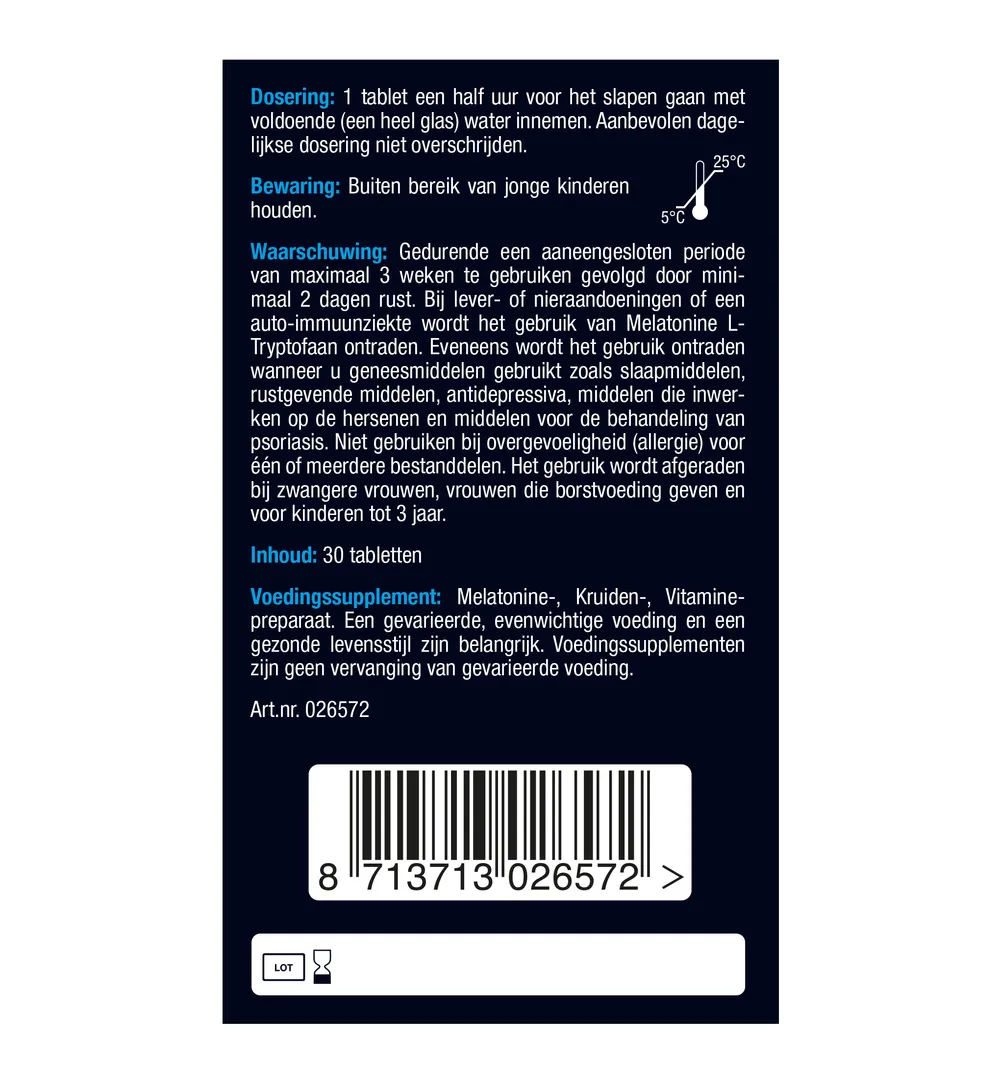 Lucovitaal Melatonine 5 HTP L-Tryptofaan (30 tabletten) - image 6