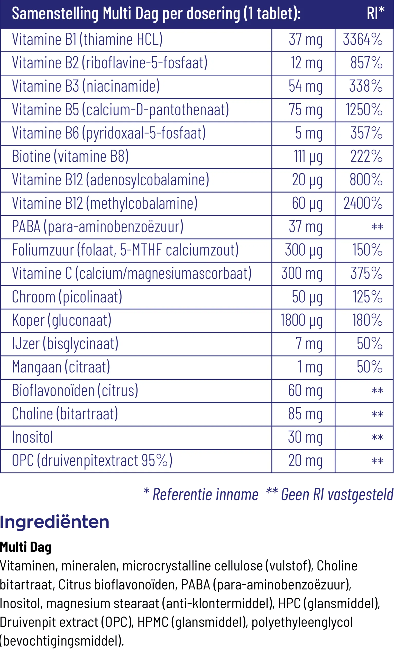 Vitakruid Multi Dag & Nacht HD 100% Vegan (2 x 90 tabletten)
