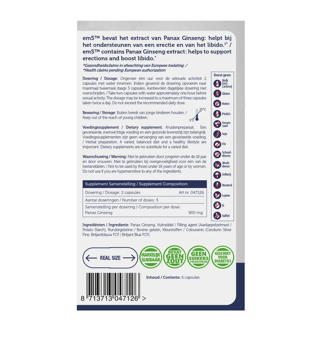 Lucovitaal Em5 Erectomedium Forte (6 capsules) - image 3