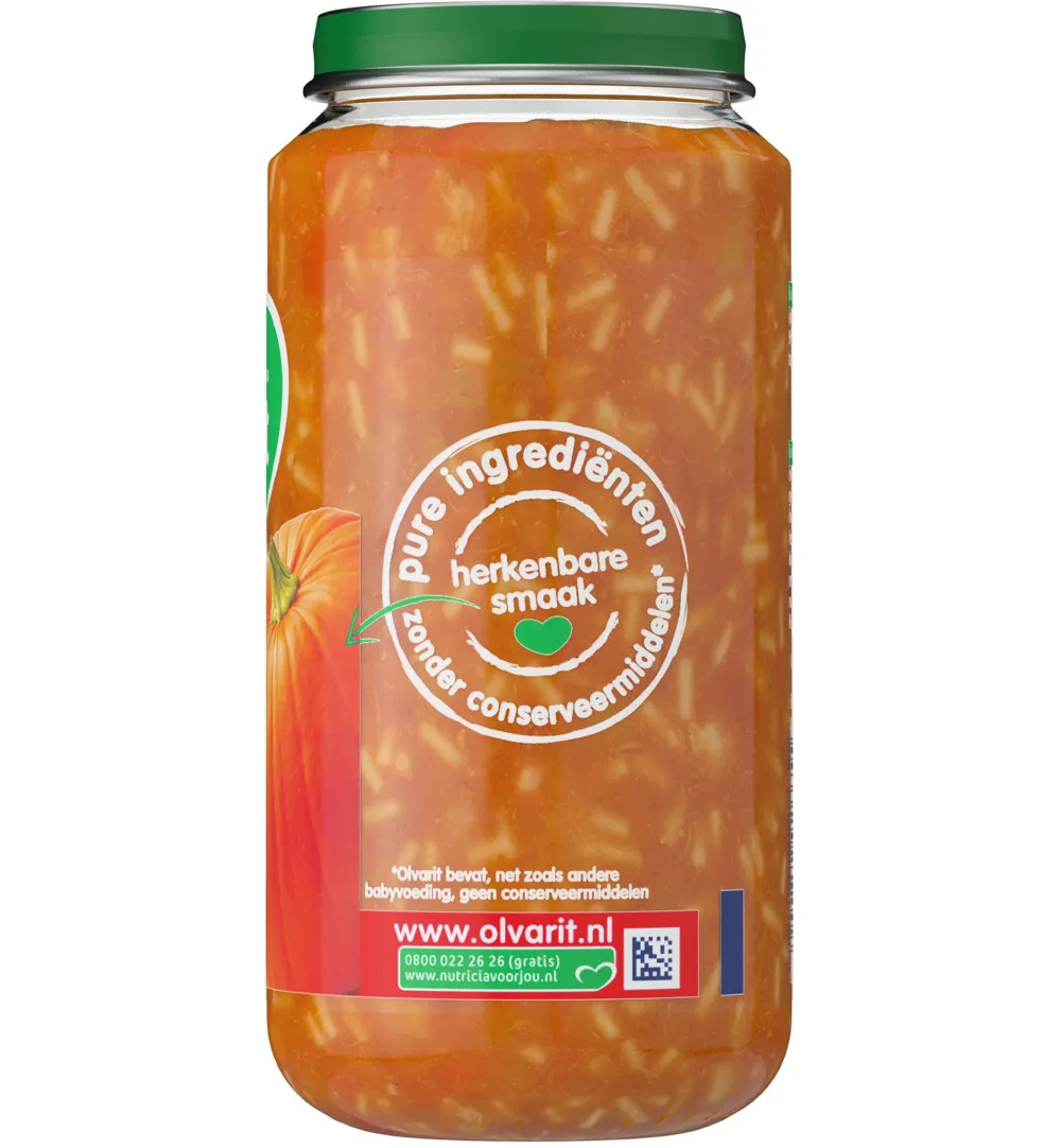 Olvarit Pompoen kip pasta 12M06 (250 gr)