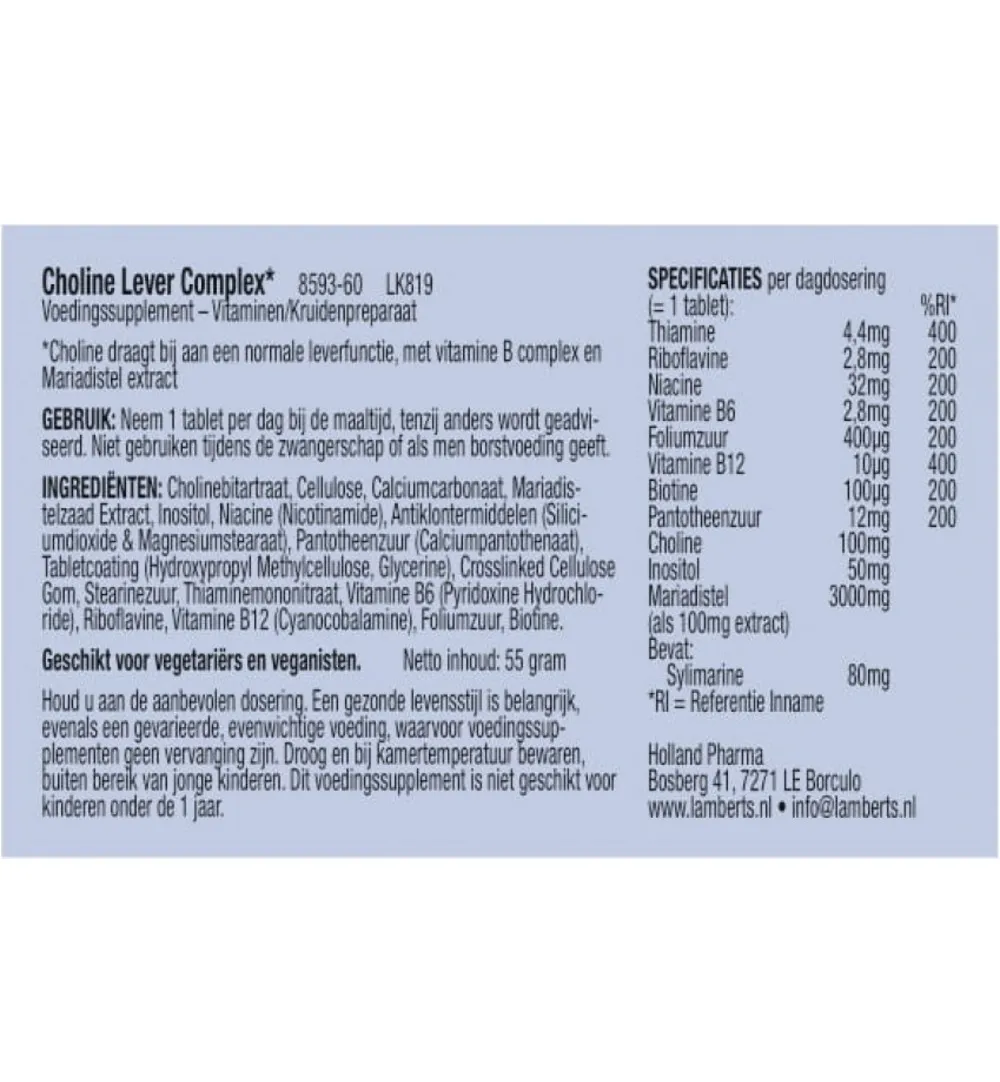 Lamberts Choline lever complex (60 tabletten)