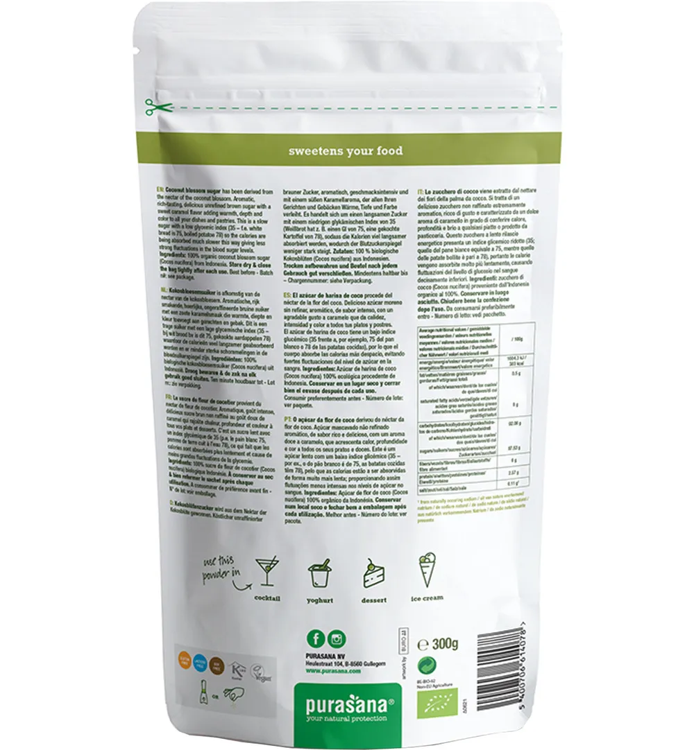 Purasana Kokosbloesemsuiker Bio (300 gr)