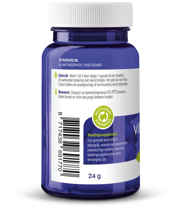 Vitakruid Vitex Agnus Castus 200 mg Monnikspeper (60 vega capsules)
