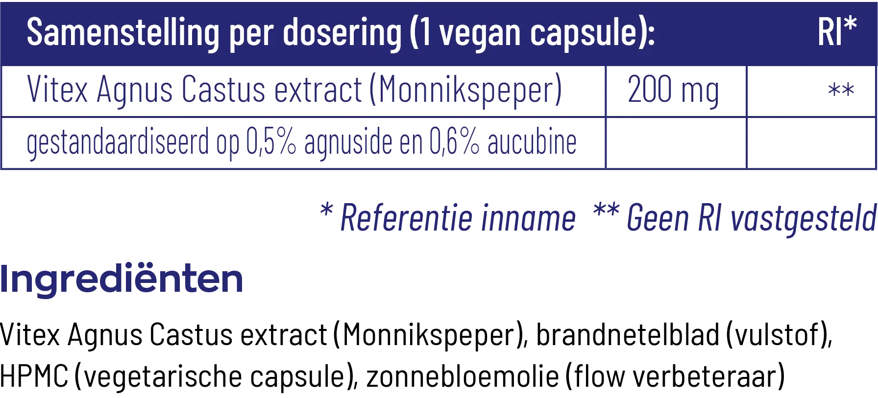 Vitakruid Vitex Agnus Castus 200 mg Monnikspeper (60 vega capsules) - image 3
