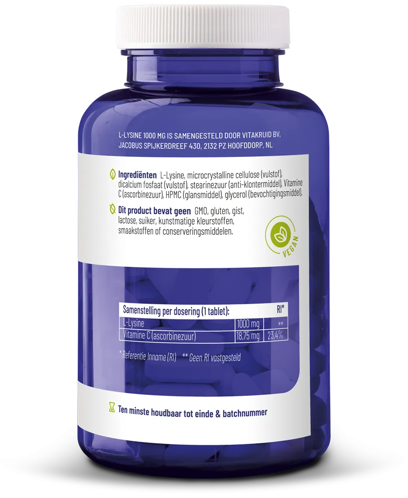 Vitakruid L-Lysine 1000mg met Vitamine C (90 tabletten) - image 2