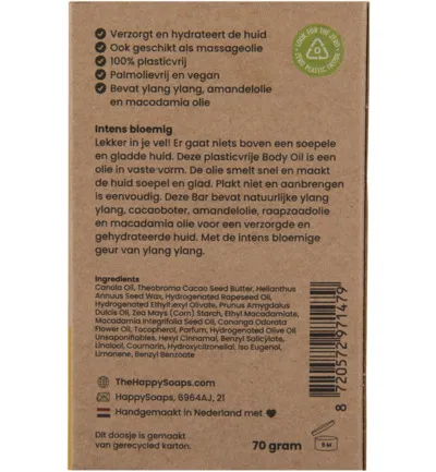 Happysoaps Body Oil Bar Exotic Ylang Ylang (70 gr)